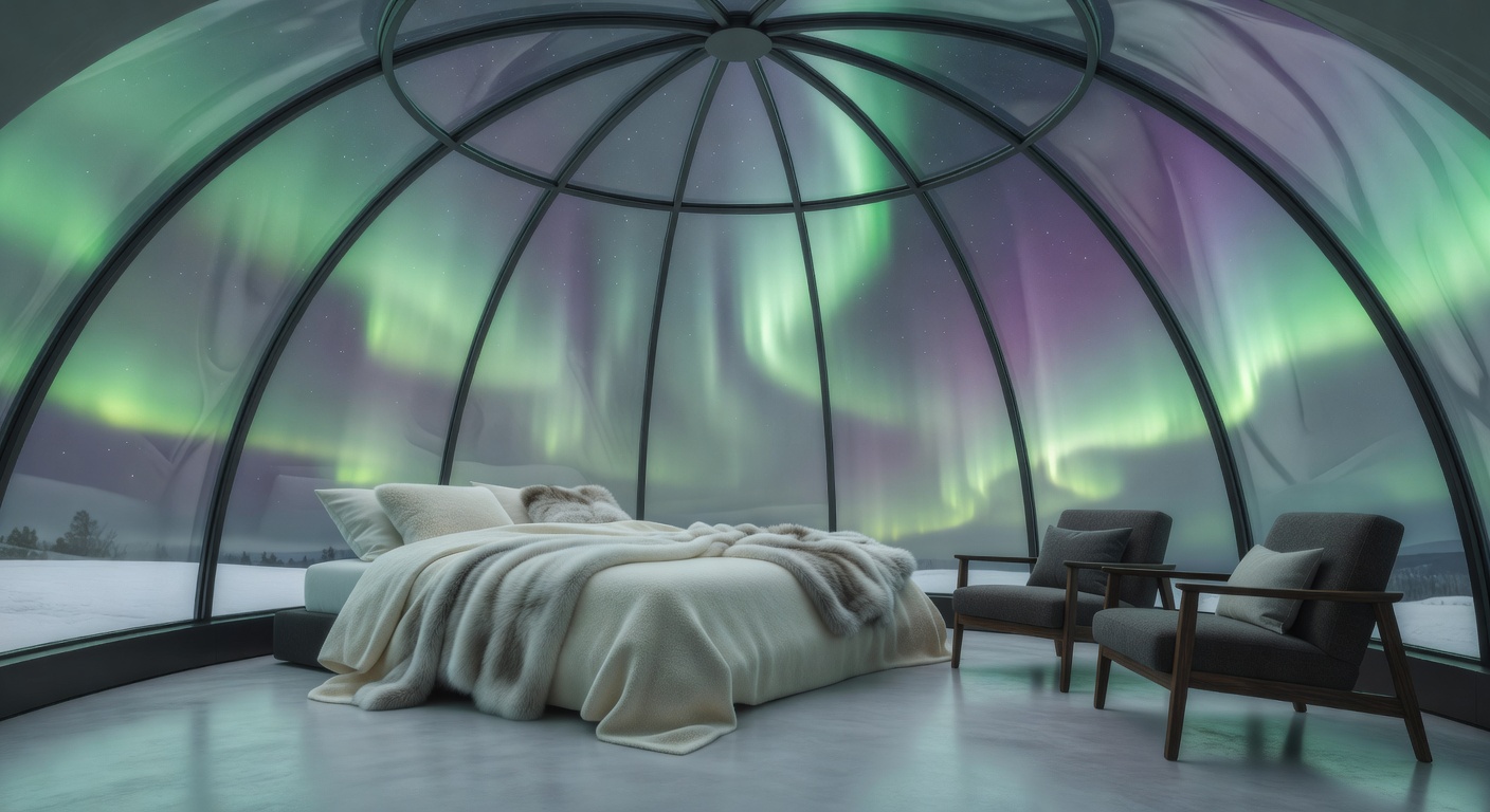Luxury Glass Igloo under the Northern Lights in Finnish Lapland